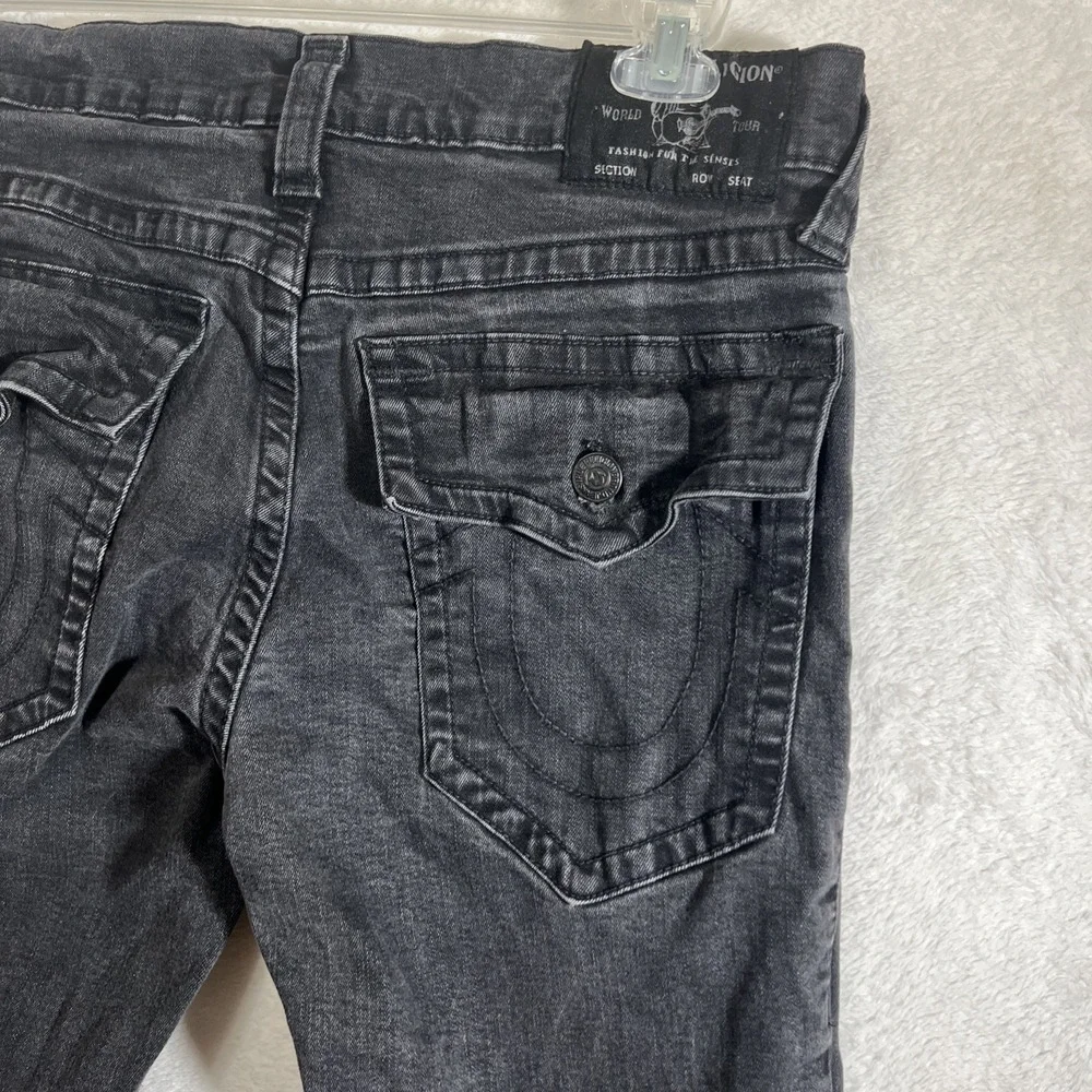TRUE RELIGION Rocco Flap Black Relaxed Skinny Jeans SZ 33 Rock Grunge Classic
